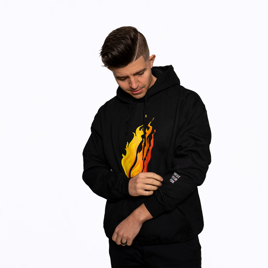 Black Big Flame Hoodie